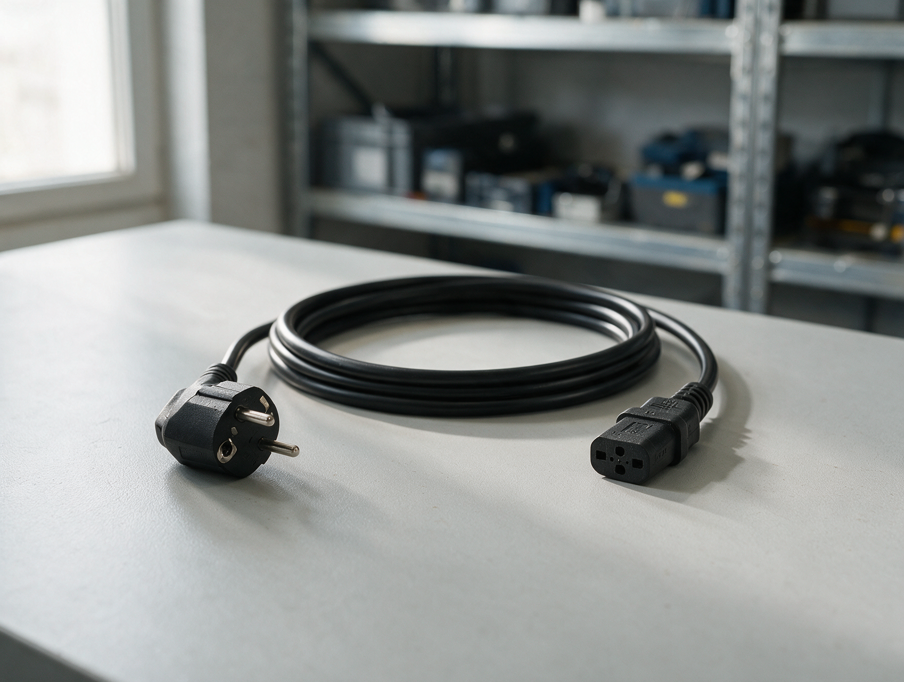 Mains cord with plug linking the wall to the Zebra RFD40 power brick